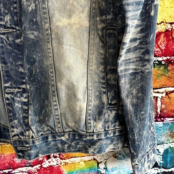 Arketype Bleached Distressed Denim Jean Jacket Size Large - Picture 4 of 6